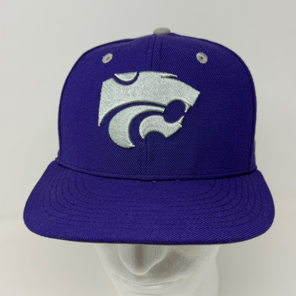 Nike Kansas State‎ Wildcats Fitted Hat Purple 100% Wool Powercat Logo Size 7 1/8